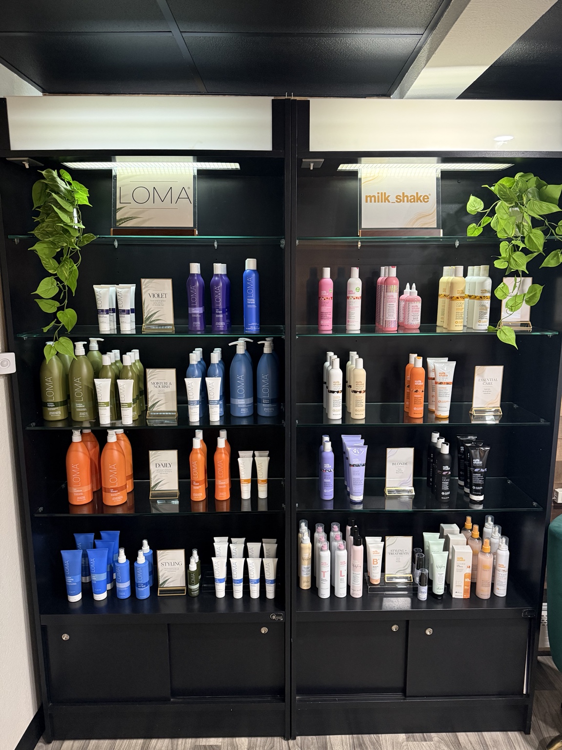 LOMA and milk_shake retail shelves at re:TREAT Beauty Bar