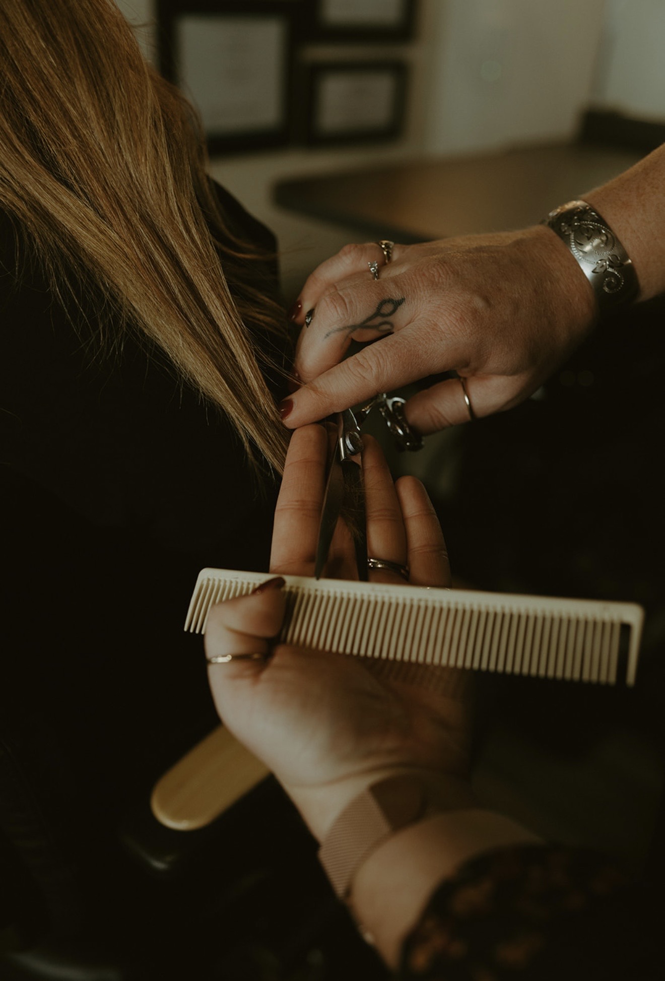 Haircut in progress